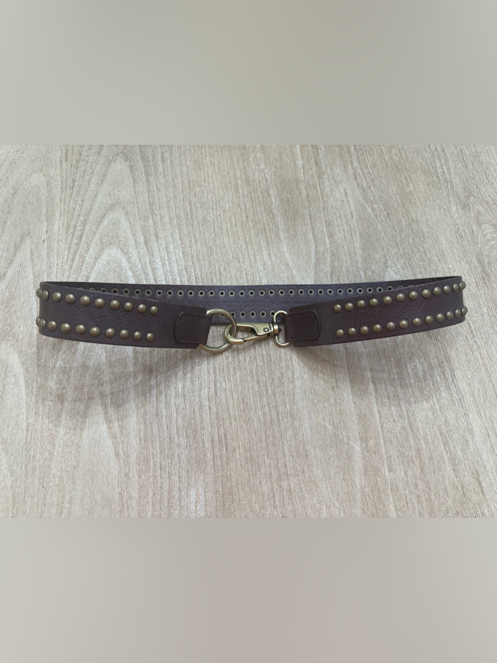 Banana Republic Brown Leather Studded Waist Belt Clasp Closure M